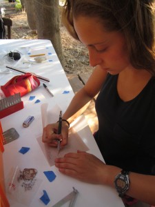 Drawing ceramics at the METU excavation house