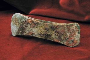 A double-bladed bronze axe from the cargo of scrap metal. (Photo: INA) Slide# CG147.2.