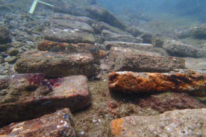 Bricks found at TRB-5 arrayed for SfM and recording. Photo: T. Lacy REF5056